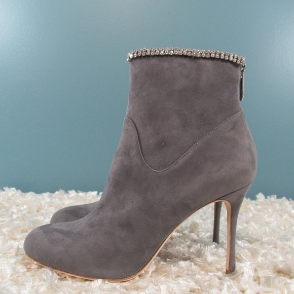 Badgley Mischka Gray Suede Ankle Boots - Picture 3 of 6